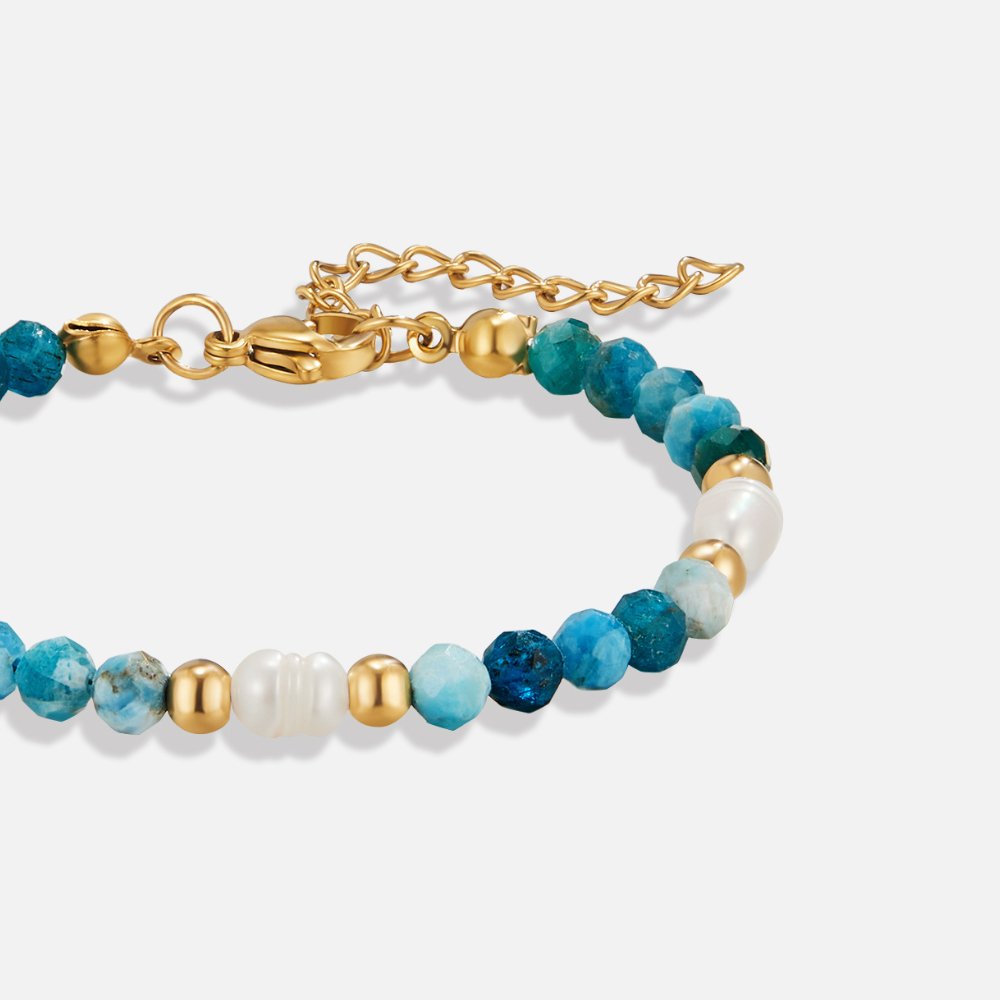 Free Turquoise Blue & Pearl Bead Bracelet