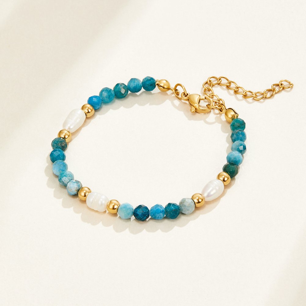 Free Turquoise Blue & Pearl Bead Bracelet