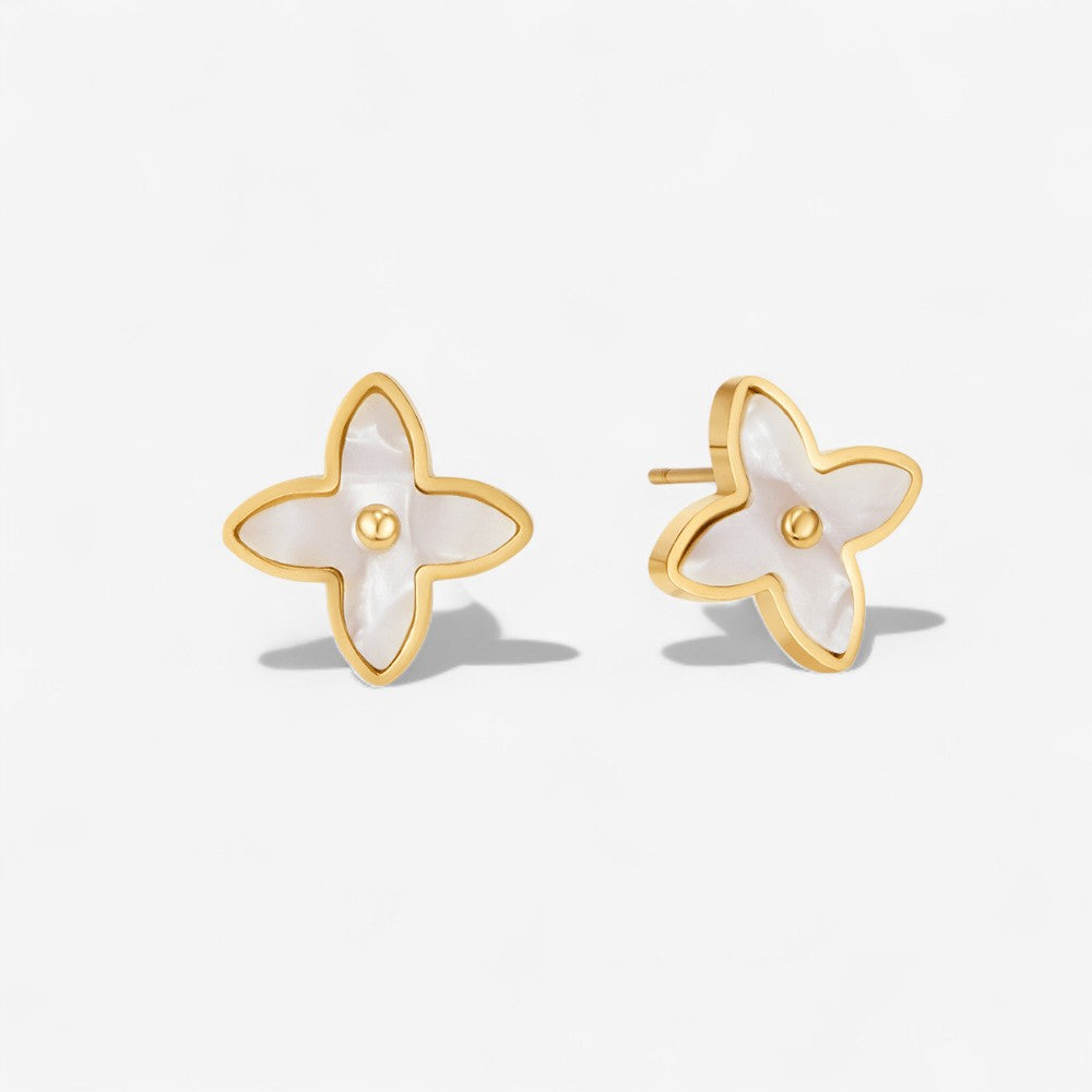 White Blossom Petal Earrings