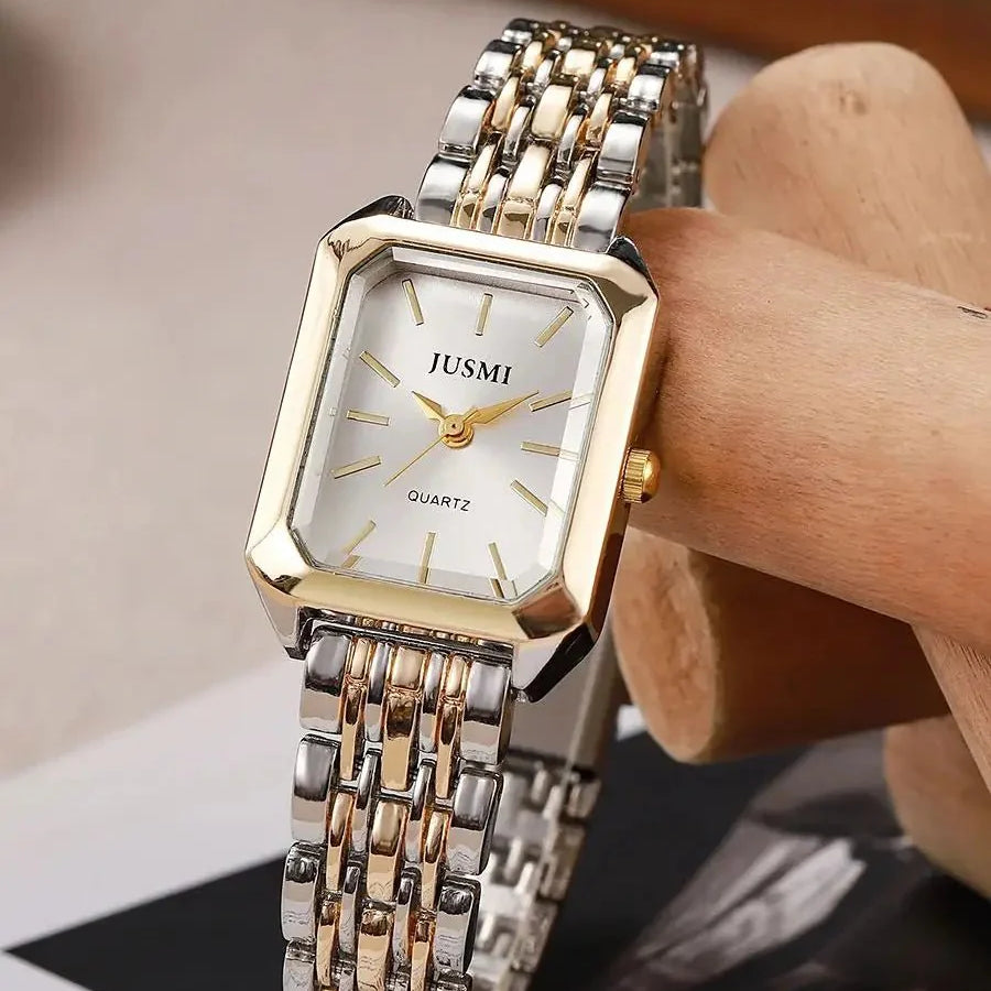 Aisleen Square Dial Steel Strip Quartz Watch - Stylish, Durable Timepiece