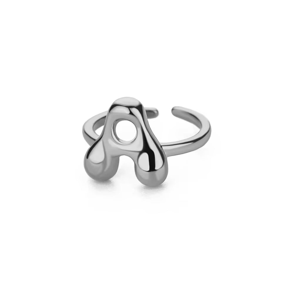 Cindella Gold Rings for Women - Adjustable Stainless Steel Bubble Letter Design