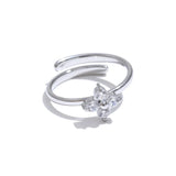 Desiree - Adjustable Stainless Steel Flower Ring with Sparkling Cubic Zirconia