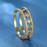 Emily Ring - Dainty Square Ring with Rainbow Crystal for Women